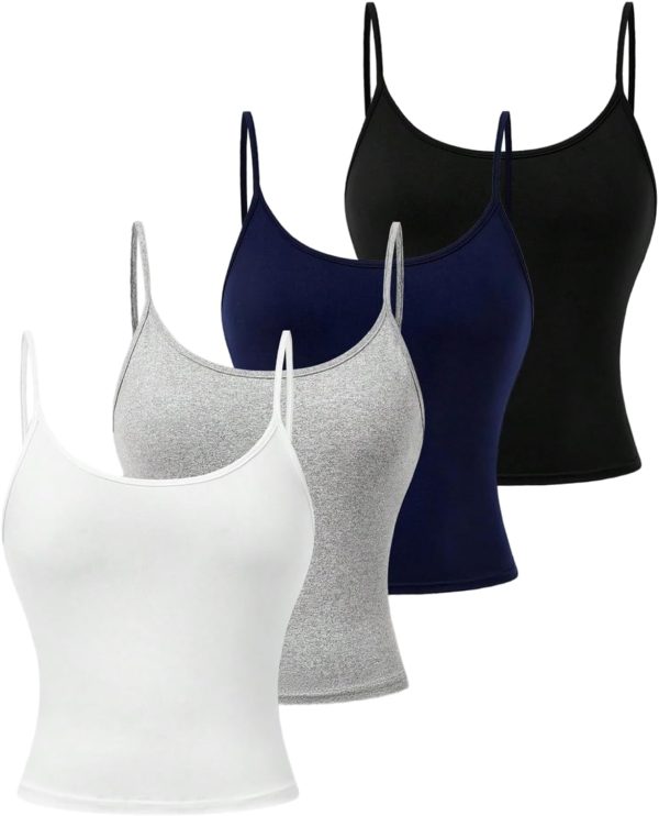 Girl's 4 Piece Cami Tops Spaghetti Strap Slim Fitted Summer Top Solid Camisole