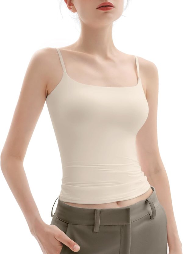 Women's Square Neck Tank Top Adjustable Spaghetti Straps Sleeveless Basic Tops Sharp Collection