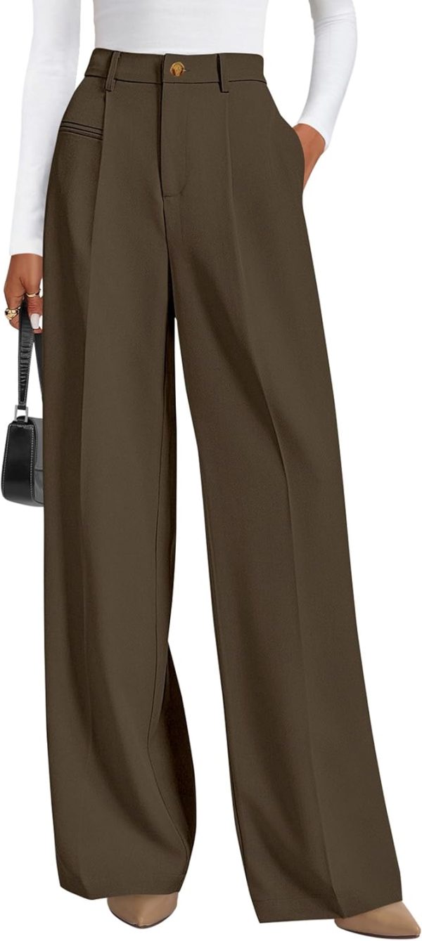 Womens Wide Leg Dress Pants 2026 Business Casual Flowy Work Palazzo Pants High Waisted Slacks Trousers