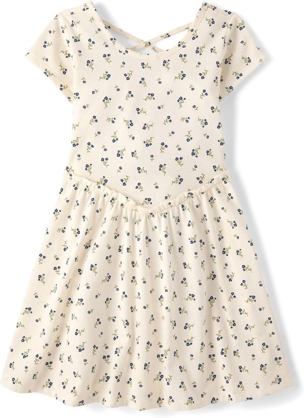 Girls' Plaid Stretch Jacquard Short Sleeve Dress